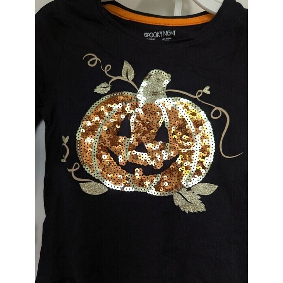 Spooky Night Girls Halloween Outfit XS 4 Pumpkin Sequin - Picture 3 of 8